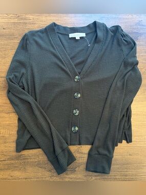 LOFT Olive Ribbed Knit Top